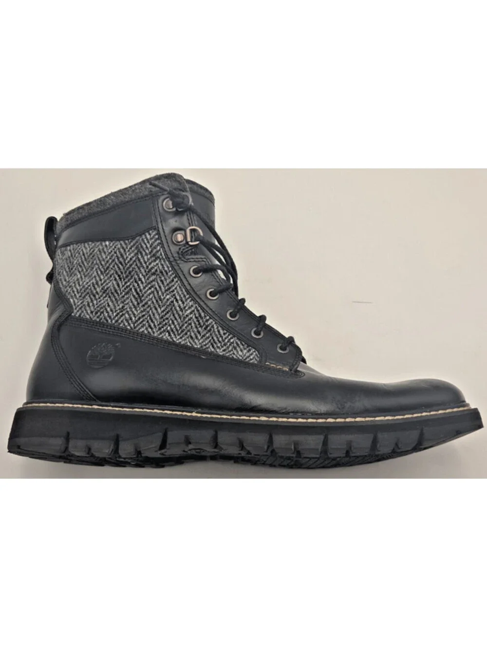 Rare Timberland Britton Hill 6-Inch Harris Tweed Combat Boots Men's 11.5 Black